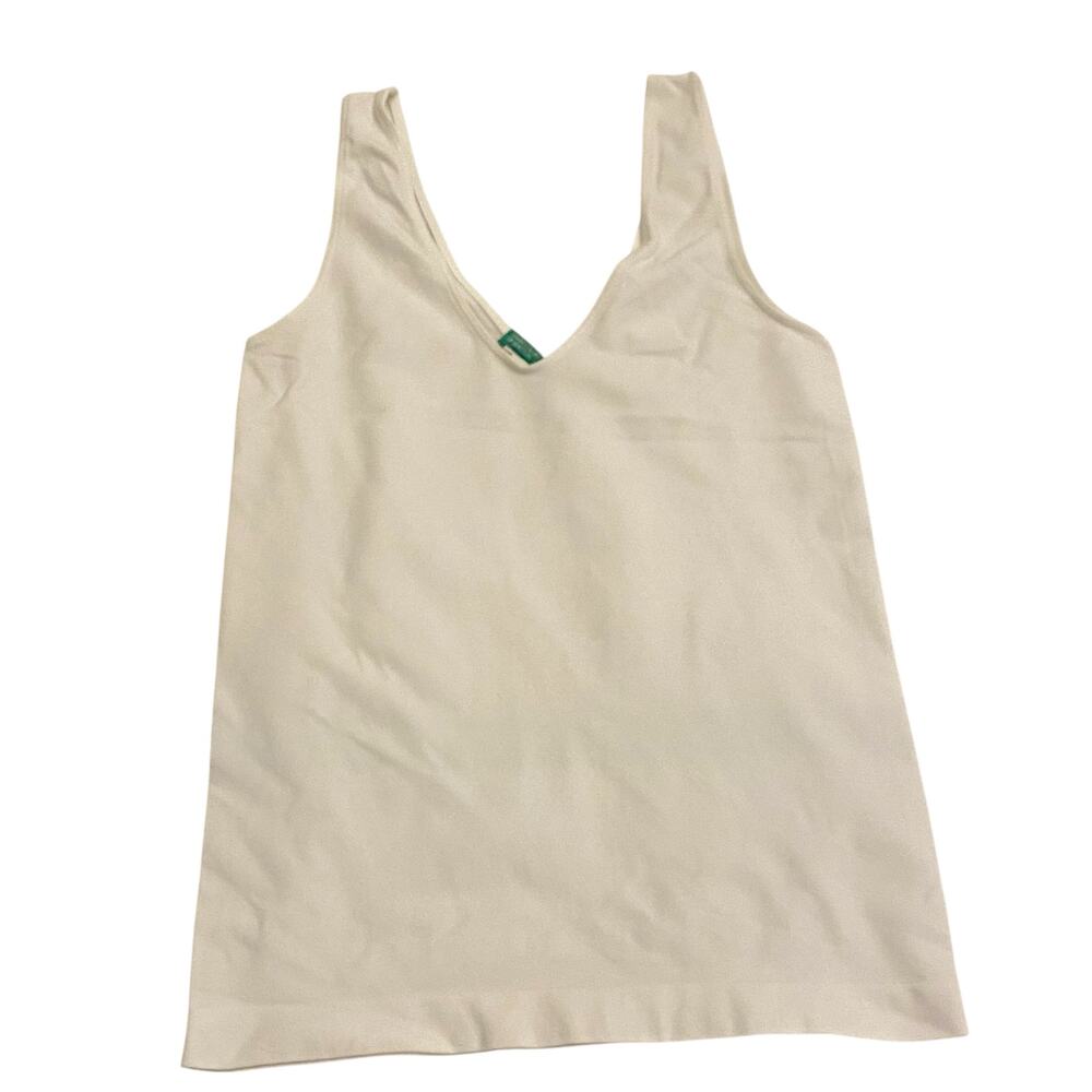 United Colors of Benetton White Undershirt Size Small V-Neck on Both Sides